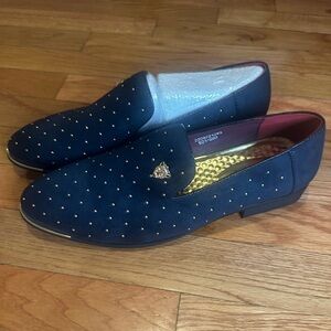 Men's Navy Loafers with Studded Detailing